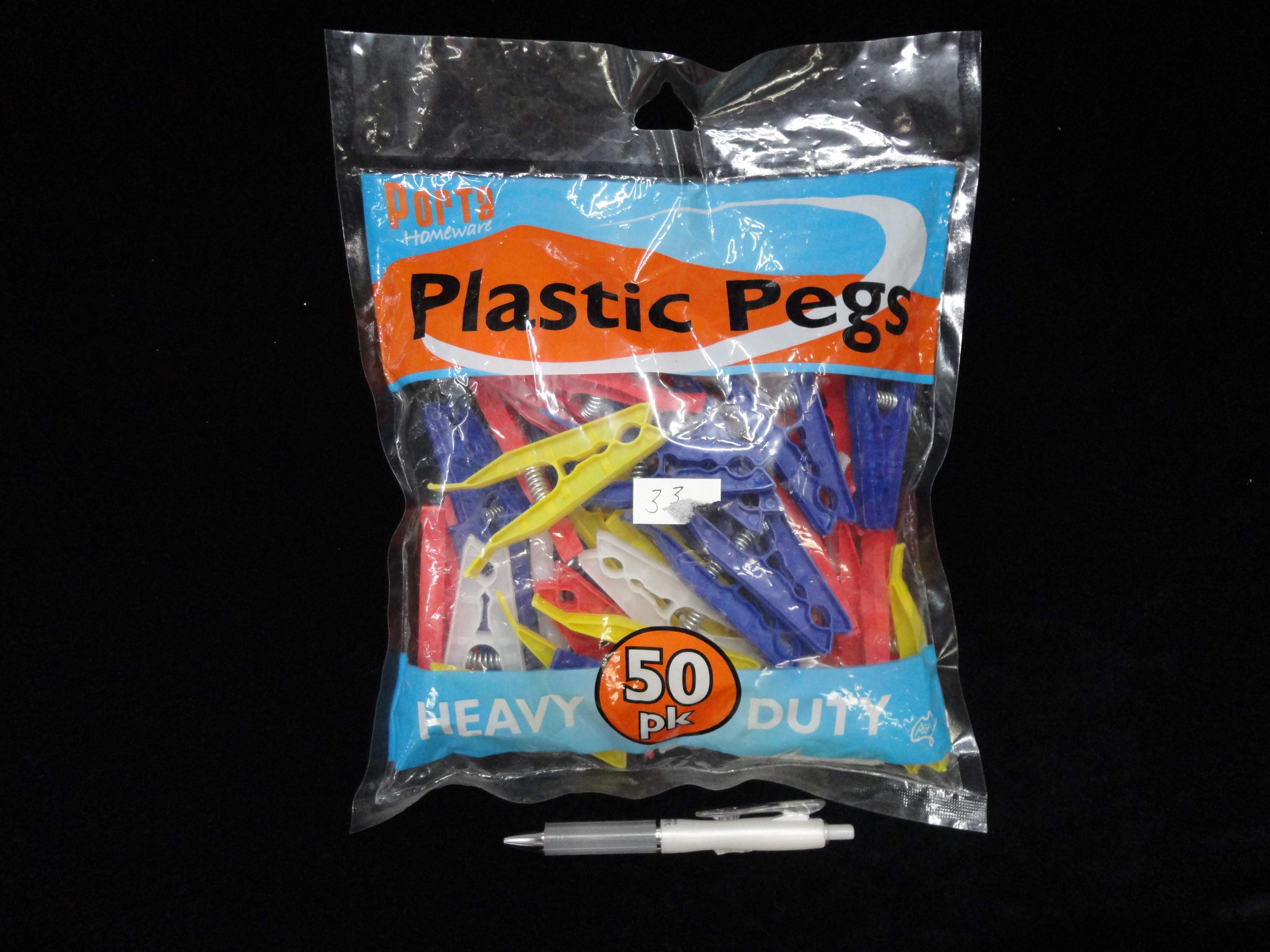 D2L,$1.99,Plastic Pegs - Assorted Colours (50 pcs)