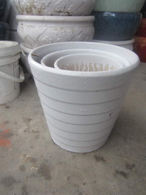 D5M,$8,Flower Pot Plastic White Rings Design (M)
