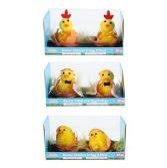 Easter Chicken In Nest & Egg 2pc 6.5cm x 6.5cm 3 Assorted Styles
