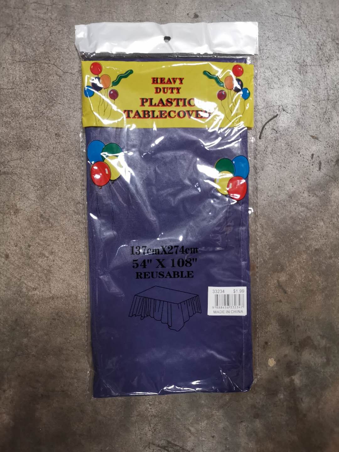 F11L, 33234, navy blue heavy duty plastic table cloth 137x274 cm