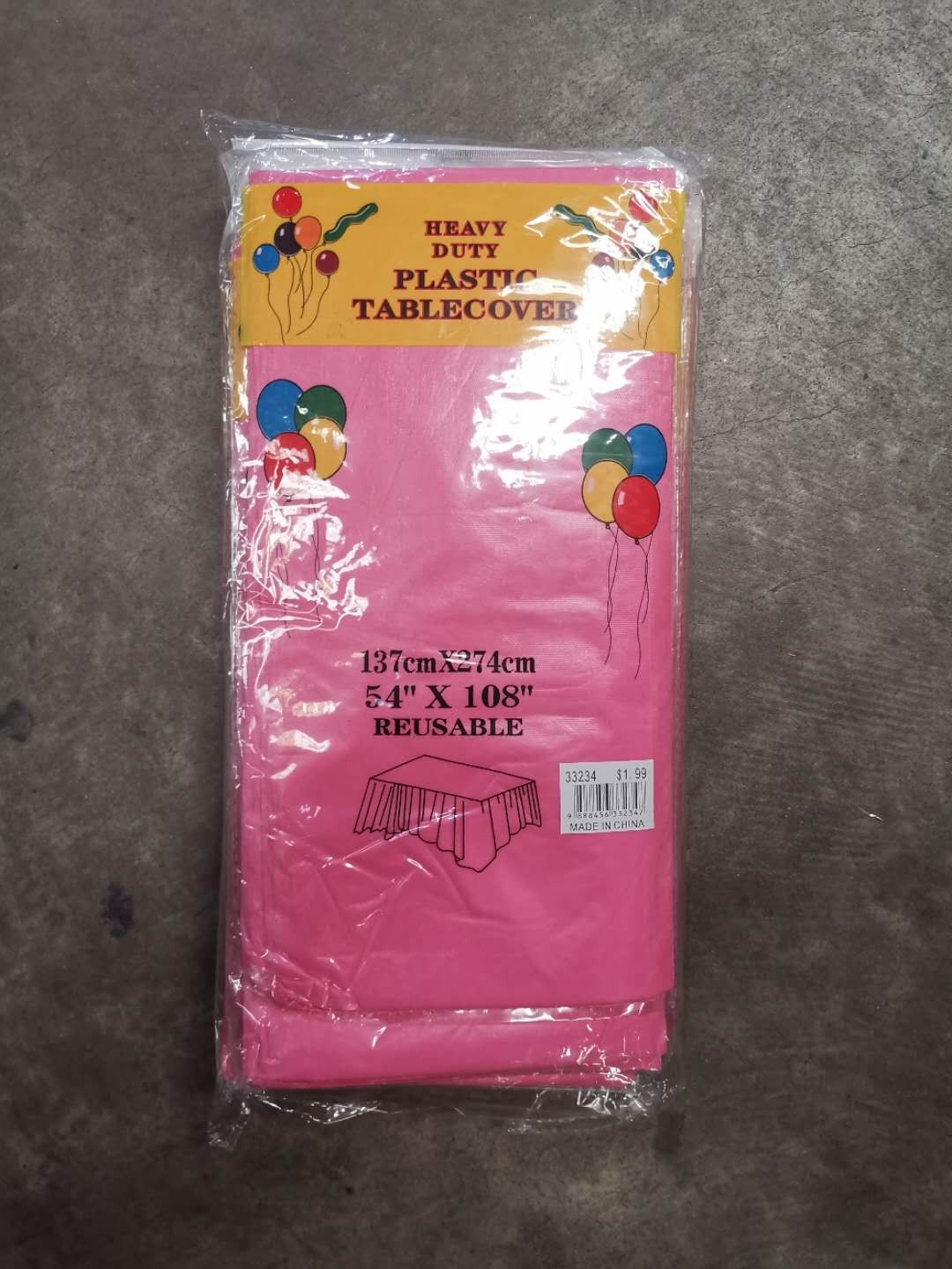 F11L, 33234, pink heavy duty plastic table cloth 137x274 cm