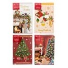 55738, Xmas Cards Box 10 115x177mm Textured Foil Traditional