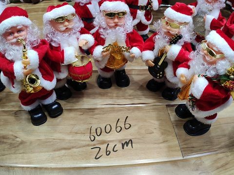 23XA, 60066, Xmas santa toy playing saxophone 12"  battery & music