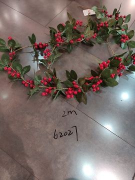 20X18, 62027, Xmas garland red cherry 2m