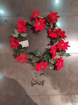25X25, 62028, Xmas garland flower Poinsettia 2m