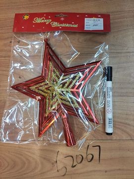 62067, Xmas tree topper star 21.5cm