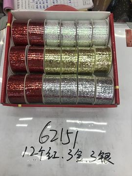 21XG, 62151, ribbon sequin red/white/gold/silver 3.8cm*2.7m
