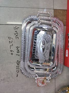 B11Z-H, 62260, serving tray silver 3pcs  35*50/30*45/25*35.5