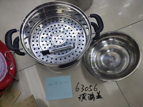 C11Z-H, 63056, stainless steel steam pot 36cm 2-tier glass lid