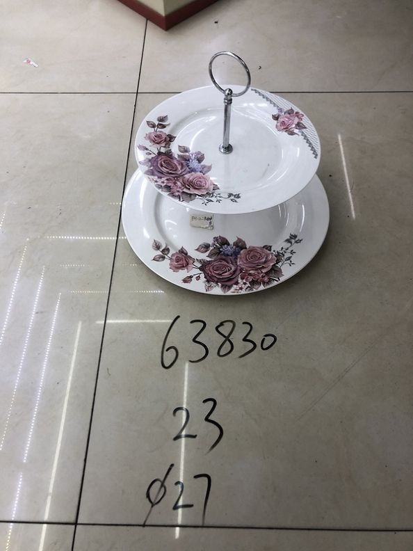 F8L, 63830, cermaic cake stand 2-tier D23*27cm