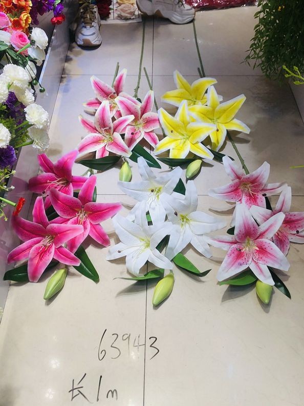 A2M, 63943, artificial flower lily 3 heads 1m