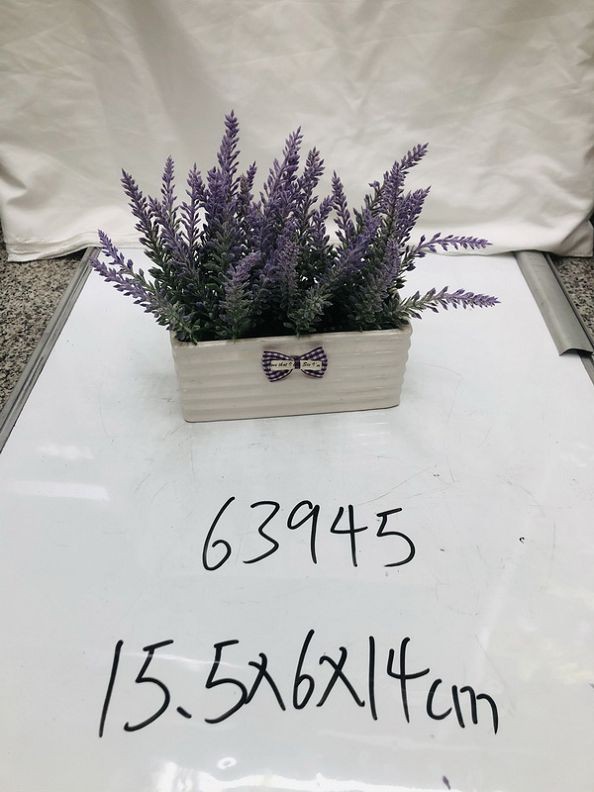 63945, artifilcial potted plant lavender 15.5x6x14cm