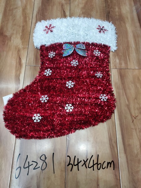 23X30, 64281, Xmas sock tinsel 34*46cm