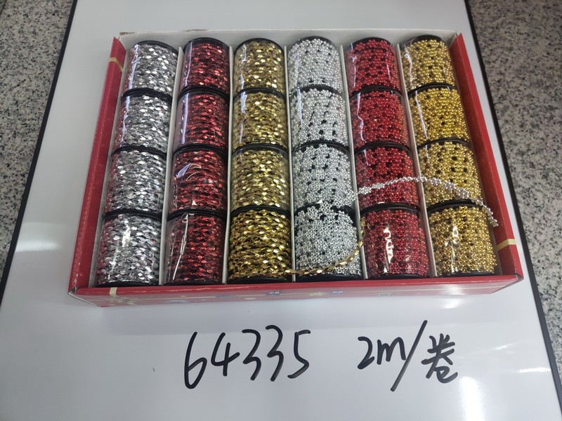 24X27, 64335, Xmas ribbon beads crystal & snow flake 2m