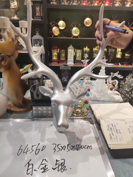 25XC, 64560, Xmas table ornament reindeer head 35*15*40cm