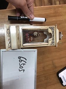 66505, Xmas deco lantern rectangle gold 8.2*21.6cm USB & battery