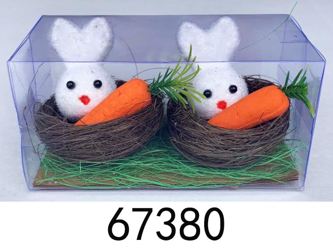 67380, Easter bunny 2pcs 12x6x6cm