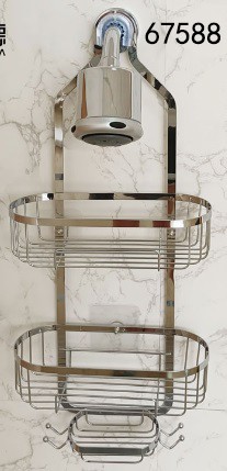 F14M, 67588, Shower Caddy 3 Tier Silver 26*10.5*55.5 cm