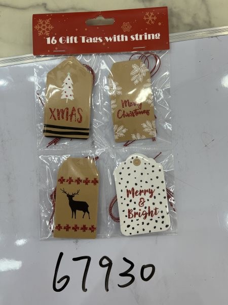 25X7 28, 67930, Xmas Gift Tags 16pcs