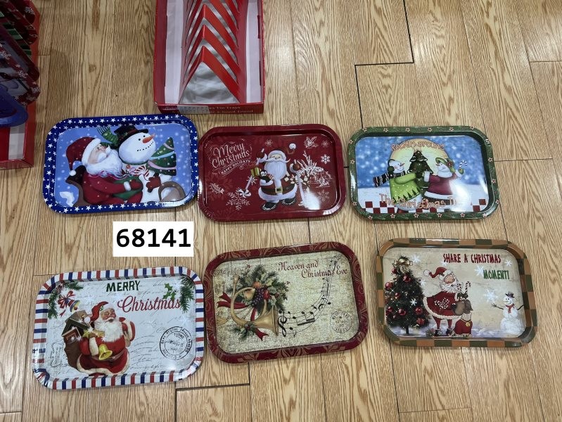 25X26, 68141, Xmas Tray Metal 34*23cm