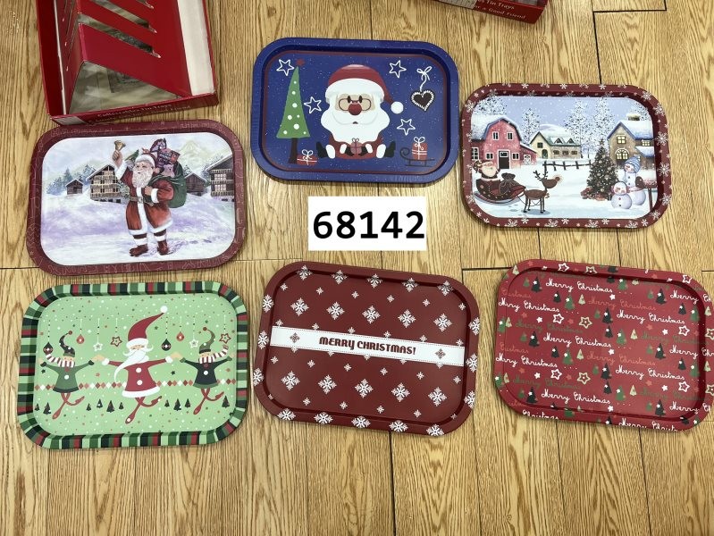 25X26, 68142, Xmas Tray Metal 40*28cm