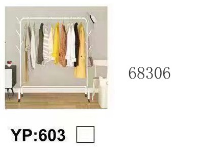 I1M, 68306, Cloth Rack Single Bar With Wheel B/W