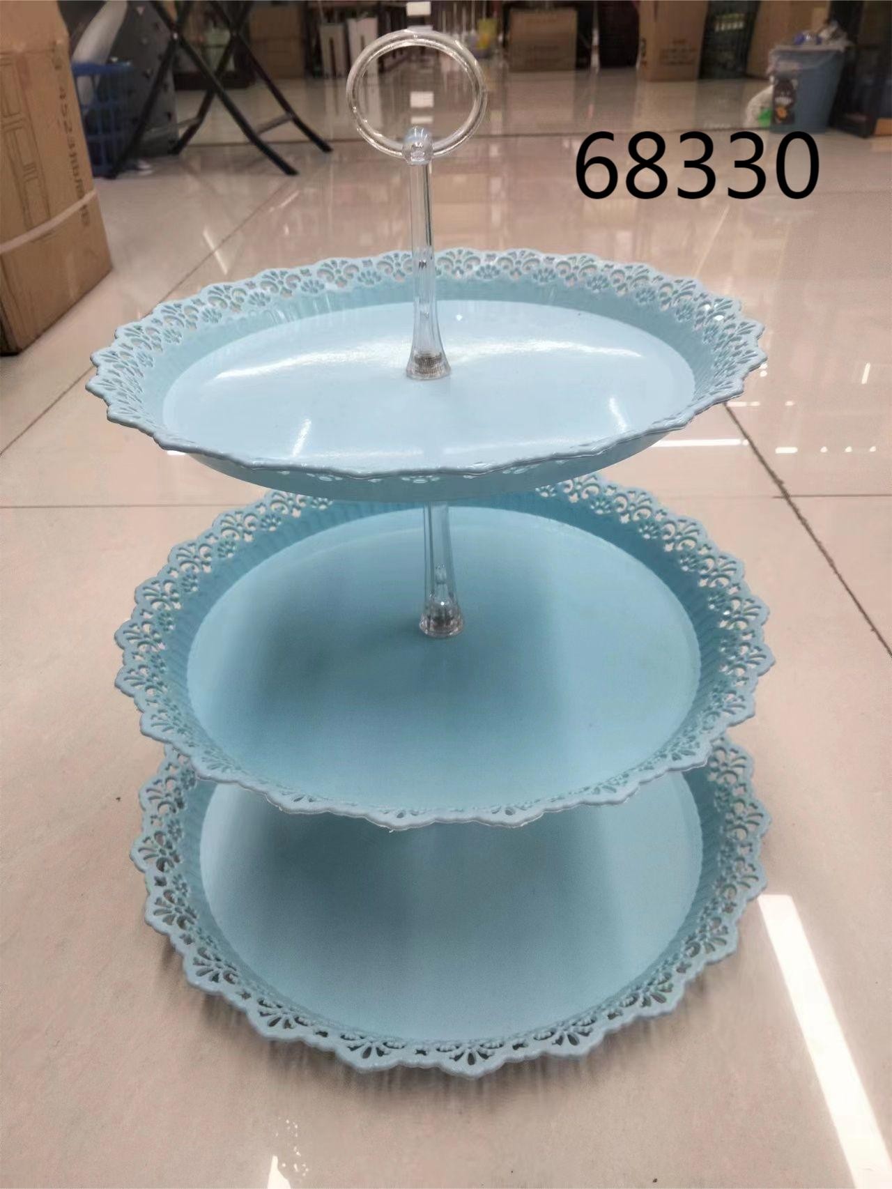 68330, Plastic Cake Stand 3-tier 40cm (White)