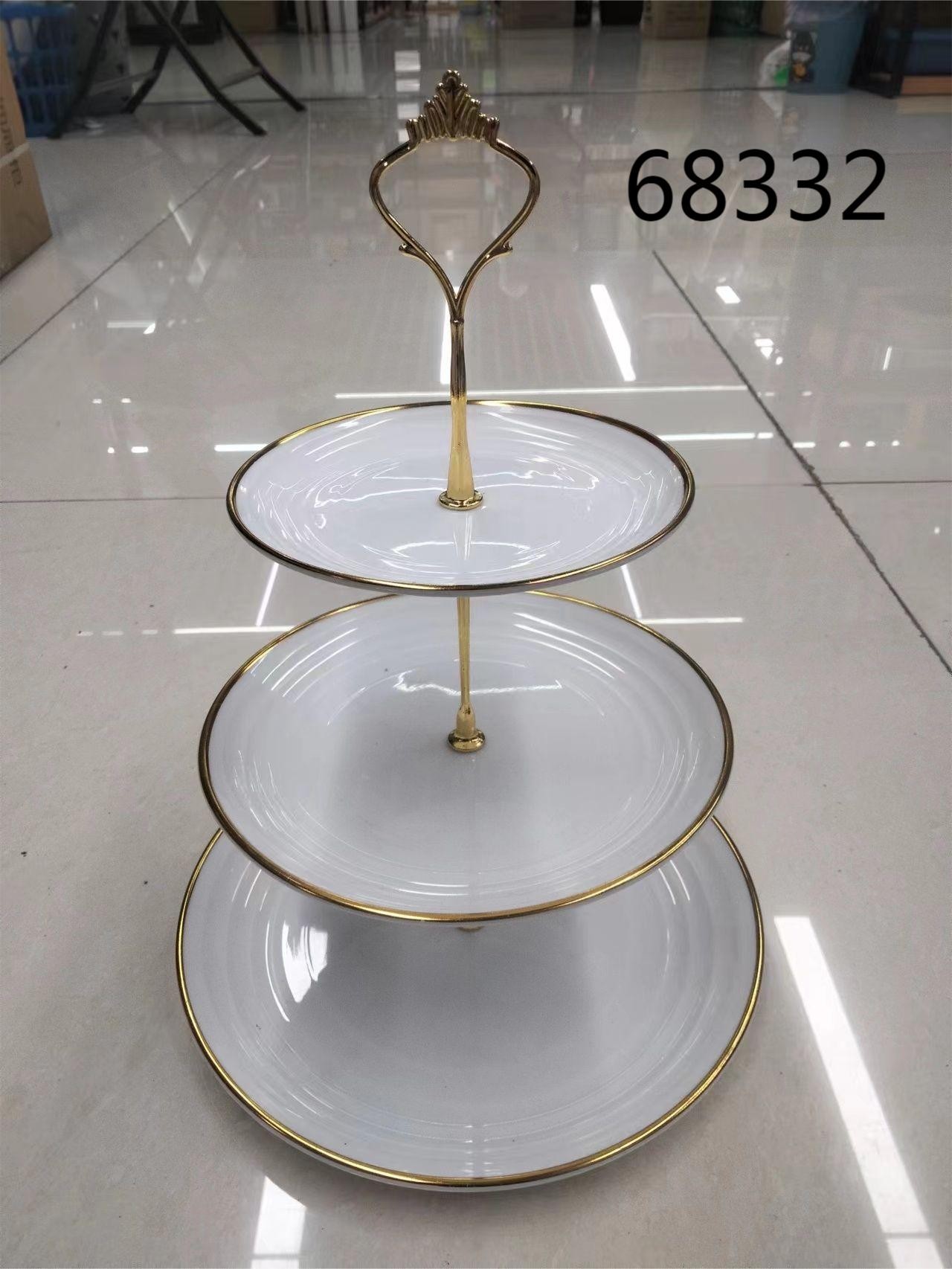 68332, Plastic Cake Stand 3-tier 33cm (White)