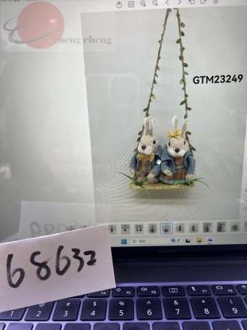 26E3, 68632, Easter Bunny on Swing 17*10*58CM