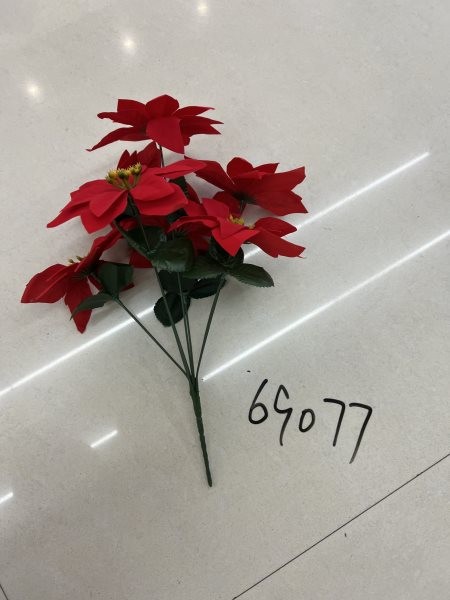 24X9, 69077, Xmas Poinsettia 9-Head 45cm