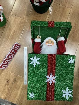 25X10, 69575, Xmas Santa In The Box With Battery & Light 30cm