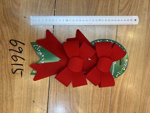 25X21, 69615, Xmas Bow Flocked 2pc 13.5cm*17cm