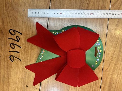 25X3, 69616, Xmas Bow Flocked 1pc 18cm*22cm