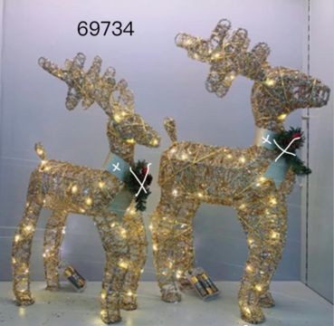 25X9, 69734, Xmas Reindeer Warm Light  Battery 50cm
