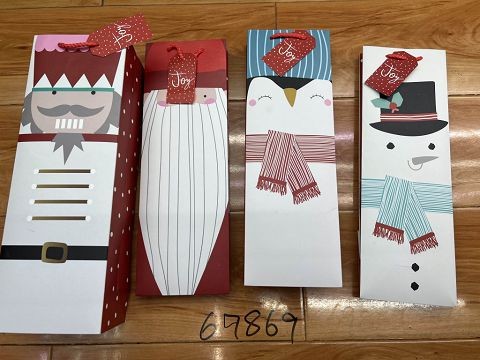 25X20, 69869, Xmas Wine Bag 12*36*9CM