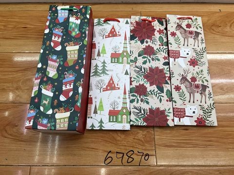 25X20, 69870, Xmas Wine Bag 12*36*9CM