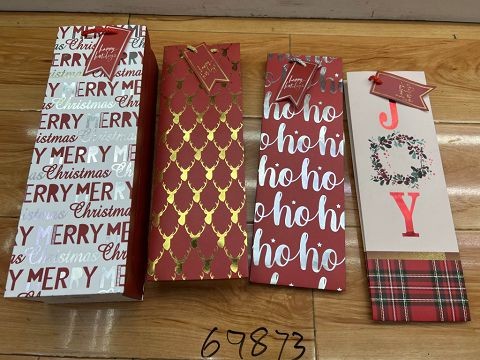 25X20, 69873, Xmas Wine Bag 12*36*9CM