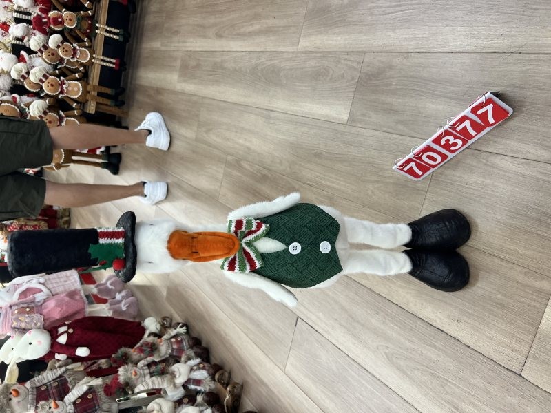 70377, Xmas Green Standing Duck with Santa Hat