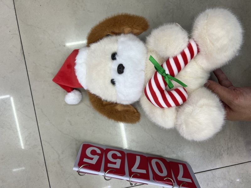 70755, Xmas Soft Toy Dog with Santa Hat 22cm