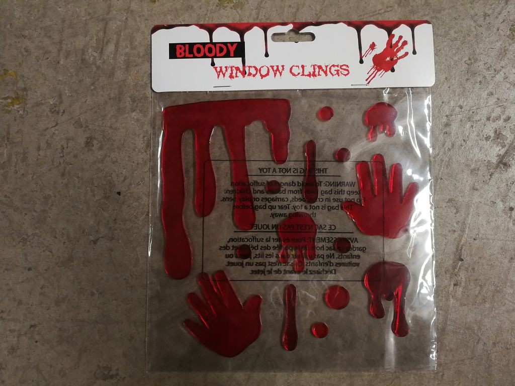 H6, SKU082 ASST. BLOODY WINDOW CLINGS