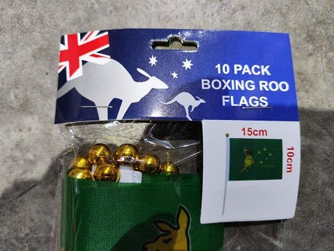 AD97480, Aussie Boxing Roo Flags 15x10cm 10pcs