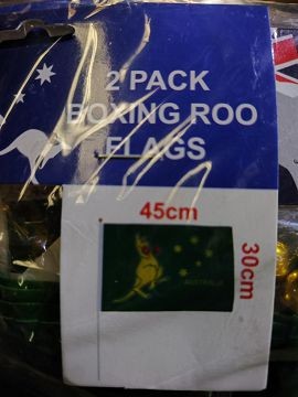 AD97497, Aussie Boxing Roo Flags 45x30cm 2pcs