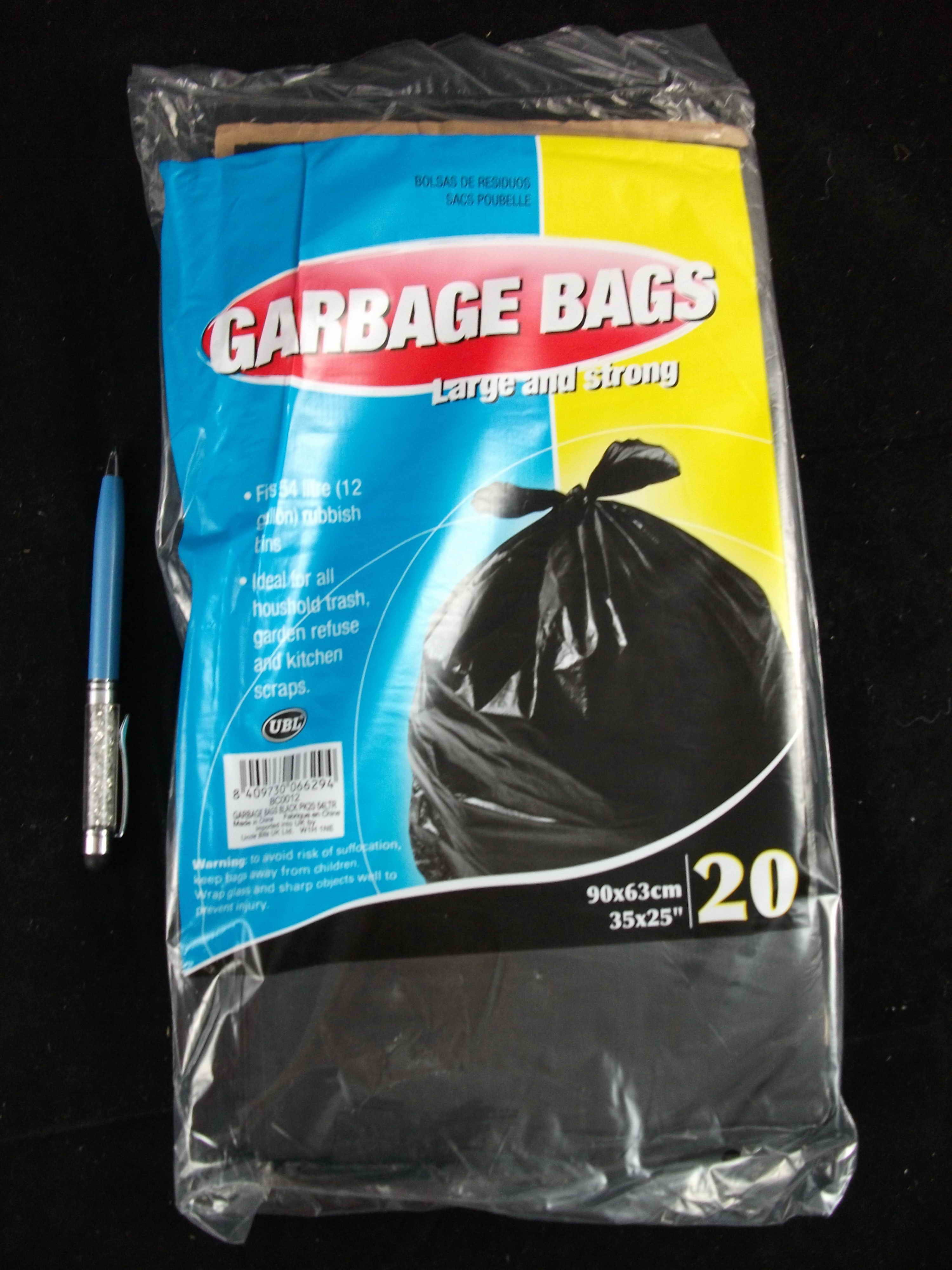 GARBAGE BAGS BLACK PK20 54LTR