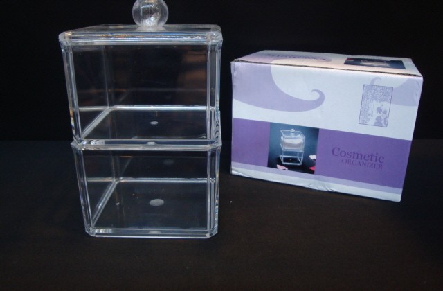 2P SQ COSMETIC ORGANIZER W/LID