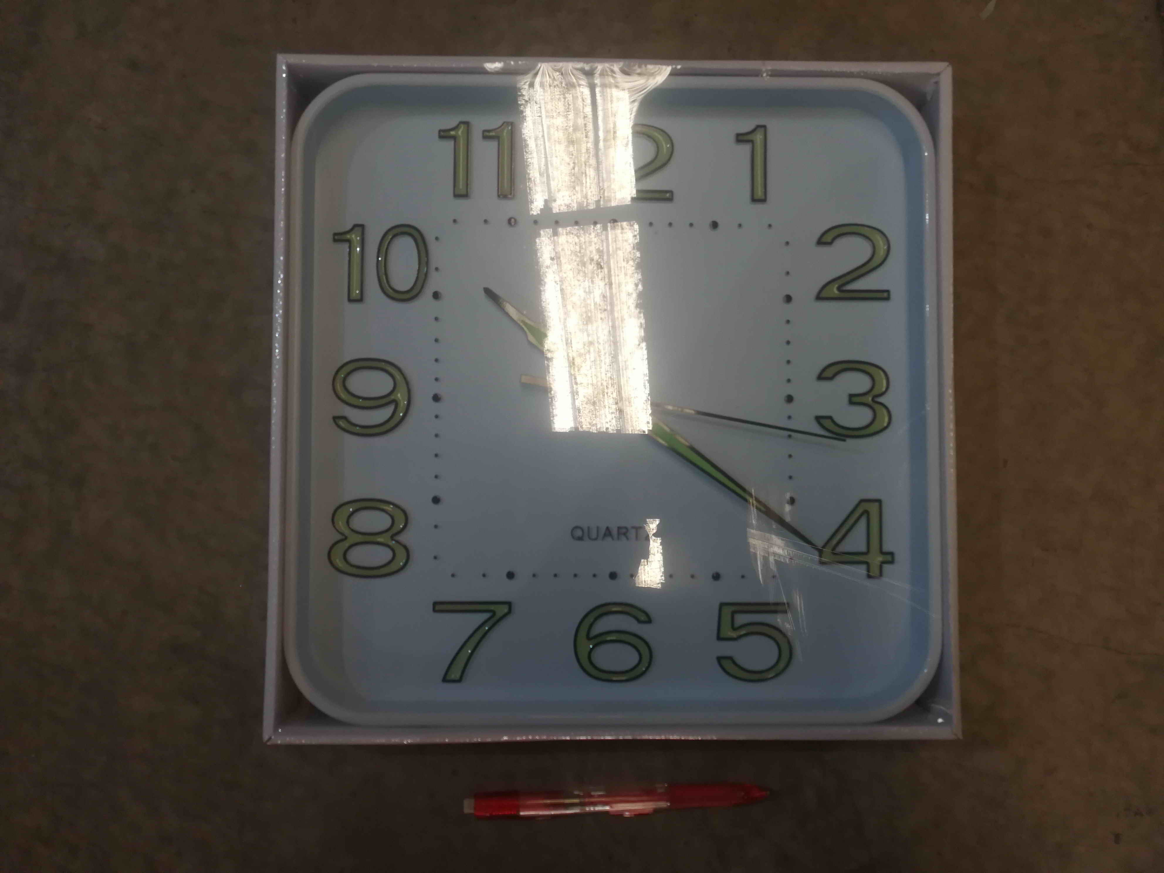 Square glow-in-dark clock
