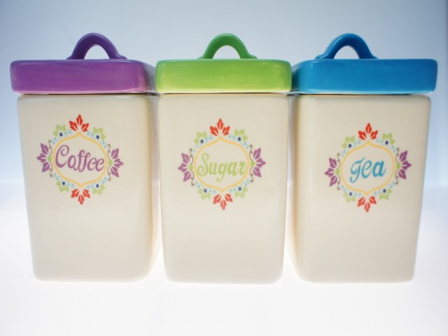 S3 COLORFUL CERAMIC CANISTERS