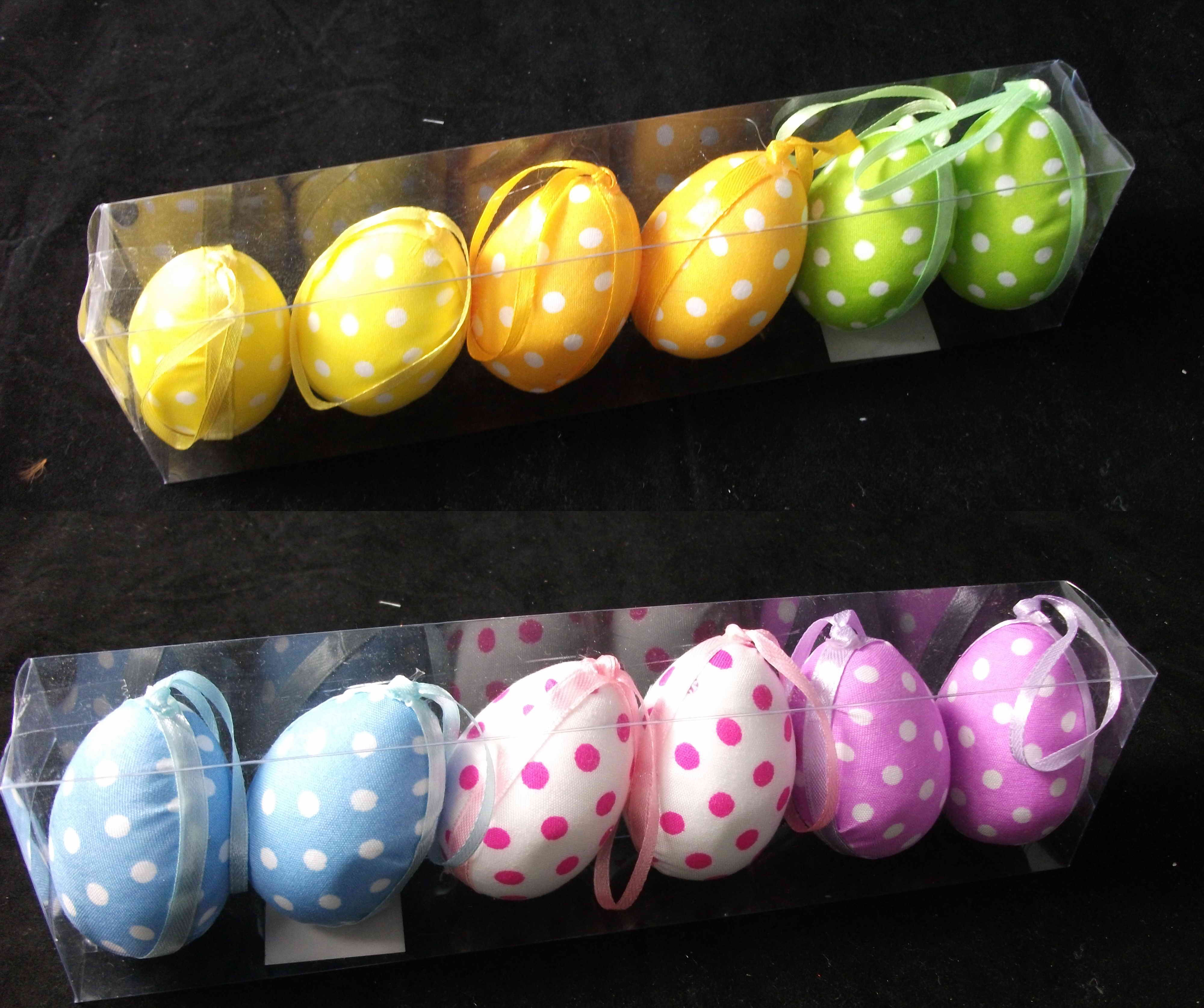 SPOTTED EASTER EGGS IN ACETATE BOX 6CM (PACK OF 6)