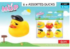 26E2, EST-0073, Easter 6Pce Animated Mini Bath Duck Toy  6x5cm
