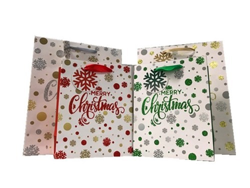 GLITTER XMAS BAG B 4 ASST