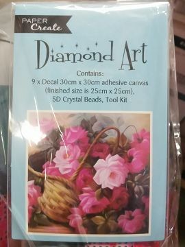 HA0041, DIMOND ART PINK FLOWER BASKET 30X30 (6)